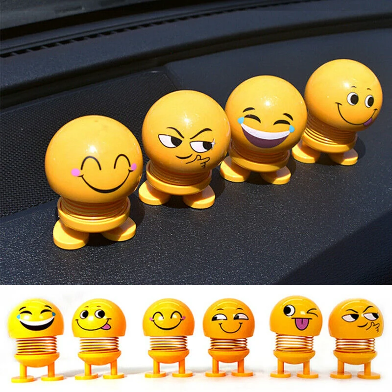 

20PCS/Lot New Cute Emoji Spring Shaking Head Doll Car Decoration Expression Smile Face Doll Desktop Children Adult Gift Toy