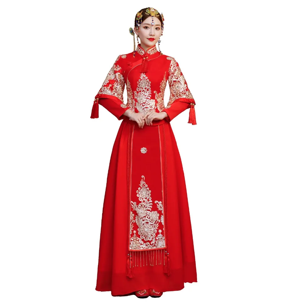 Shanghai Story 2019 XiuHe свадебное платье свадебная одежда китайское красное традиционная