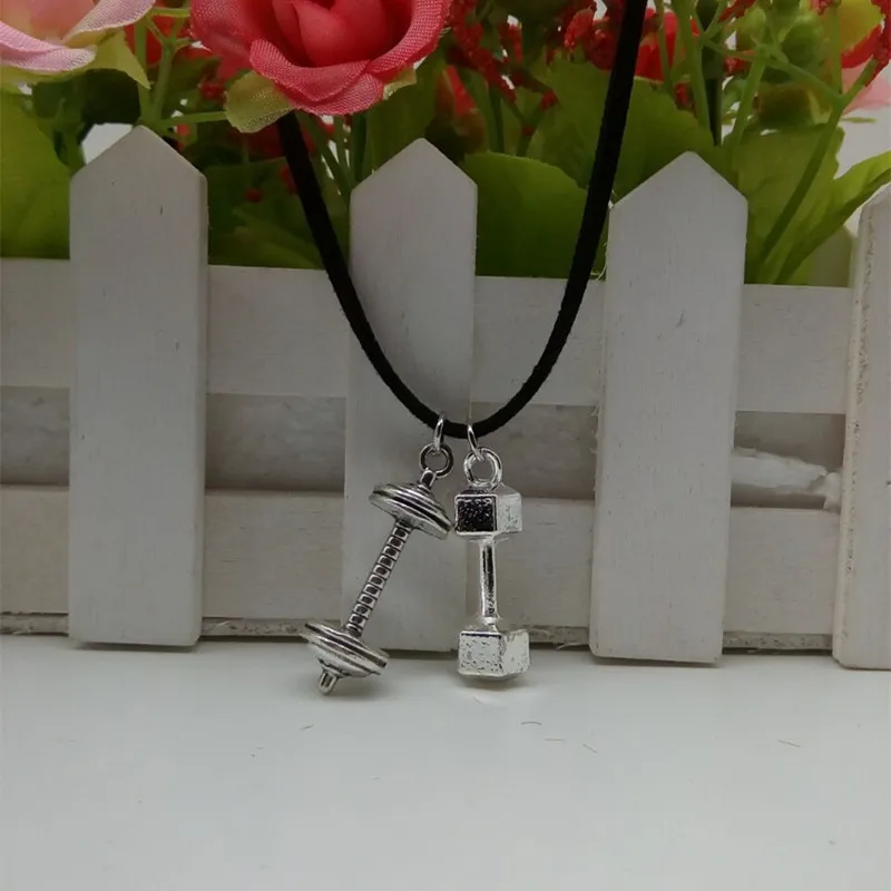 

1pcs Dumbbells& Barbell WEIGHT Charm Chain Necklace Fitness Weightlifting
