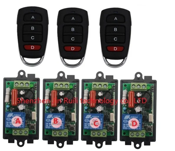 

High Rating 1 Channel Wireless RF Learning Code light Switch 220V 3 Transmitters With 4 Remote Receiver 220V JRL-3400