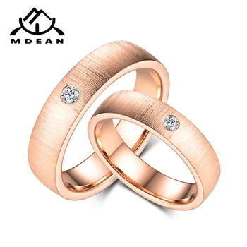 

MDEAN Classic Romance Rose gold color color Couple Rings For Men Women For Engagement Party Jewelry Wedding Bands R1316