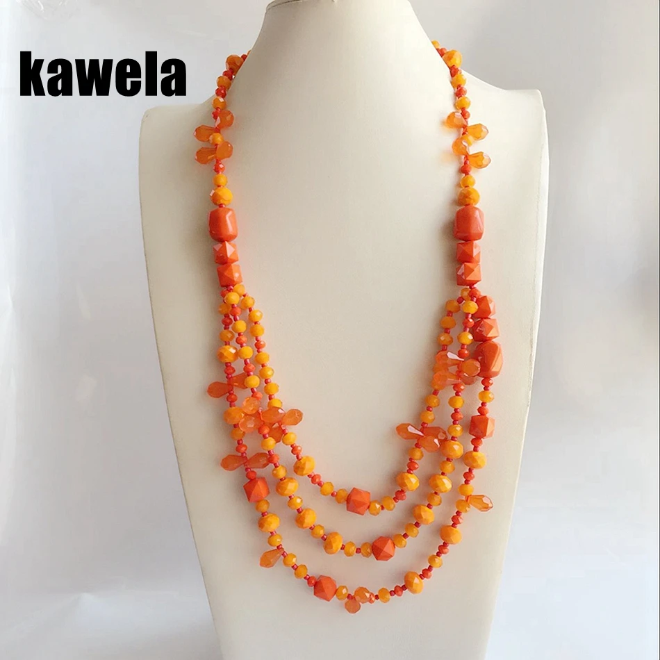 

Free Shipping Orange Layered Beaded Necklace