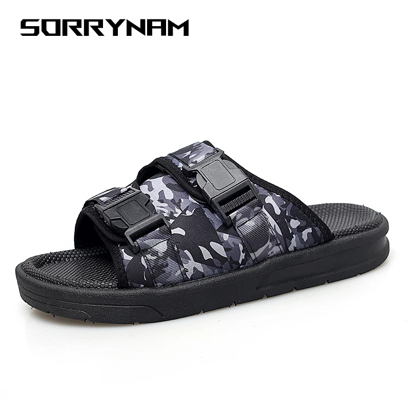 

2019 Summer Mens Slides Fashion Beach Slippers Men Lightweight Flip Flops Men Outdoor Anti-Slip Slippers Sandals Men Big Size 44