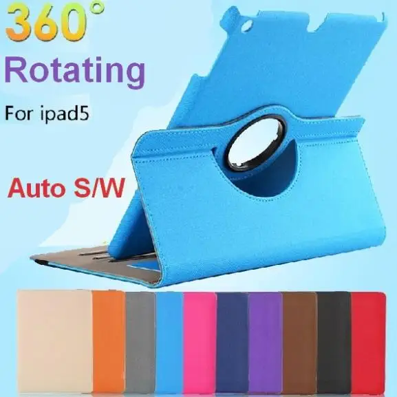 New 360 Degree Rotating Swivel Leather Case For iPad 5 Air Smart Cover with Card Slot SmartCover MultiAngle Stand | Компьютеры и офис