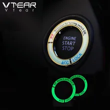 Vtear для Toyota CHR C-HR, аксессуары для интерьера, кольцо зажигания, светящееся кольцо для ключей, декоративная наклейка, автомобильный стиль, переключатель зажигания, наклейка