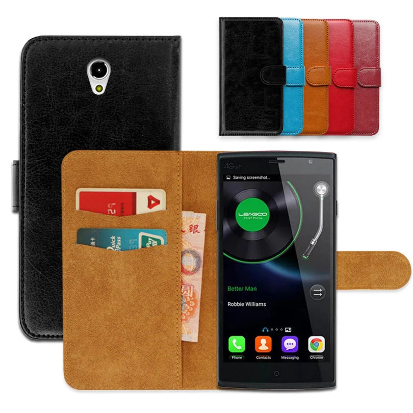 LEAGOO ELITE 5 Роскошный кожаный эксклюзивный нескользящий Чехол-бумажник с откидной
