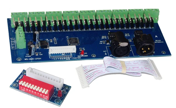 Лучшая цена 1 шт. DMX 27CH DIPC светодиодный декодер DMX512 XRL 3P DC12V 24V 1А * диммер контроллер