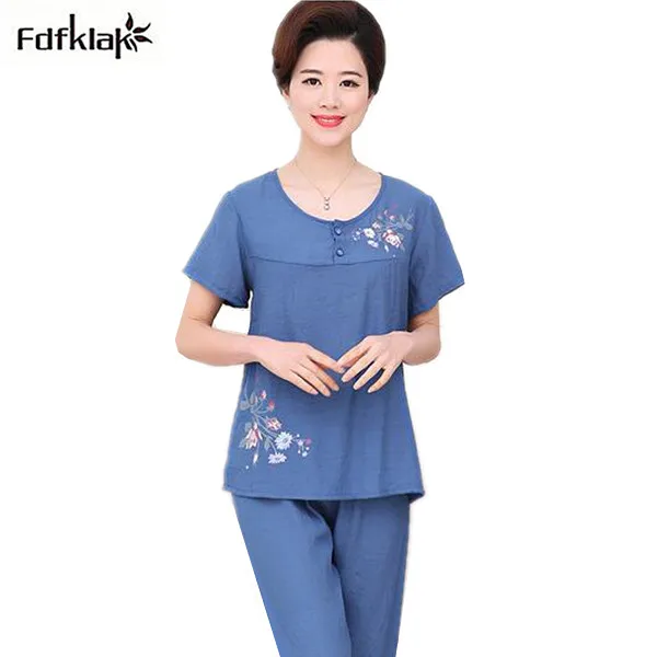 

XL-4XL Plus size women pajamas set short sleeve o-neck cotton pyjamas set ladies sleepwear pijamas home clothes pyjama femme
