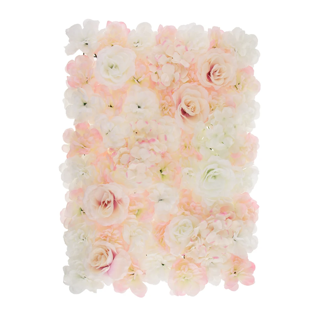 Pieces of 5 Artificial Silk Flower Wall Panel Fake Flower Arrangement for Home Shop Wedding Background Decor Photo Props