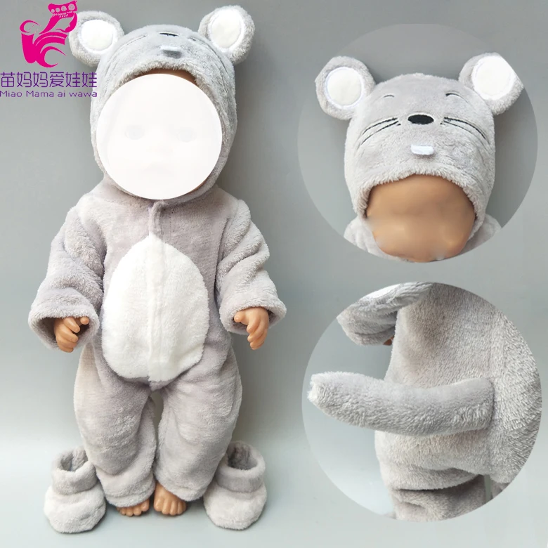 

38cm doll clothes for 40cm Baby doll boy clothes pants cute mouse set for 17 inch doll fur coat set