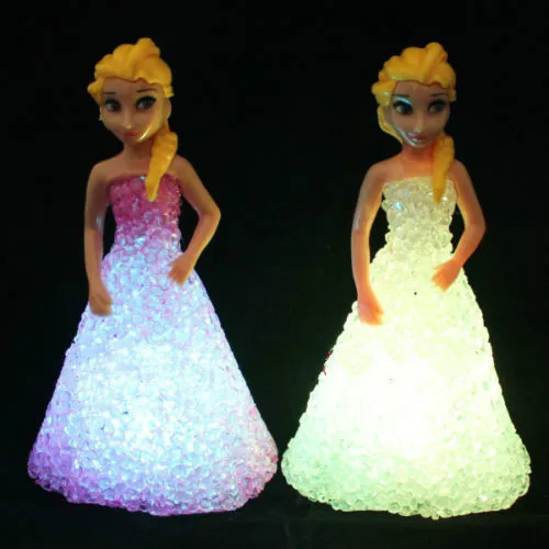 New Kids Toys Elsa Anna Colorful gradient crystal Night Light Led Lamp Toy Gift 7