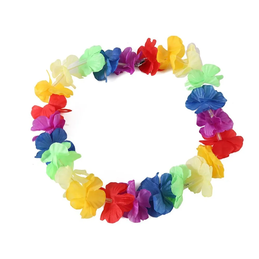 

Light Glowing LED Hawaii Hula Luau Flower Leis Garland Necklace Floral Wreath Party Decoration Birthday