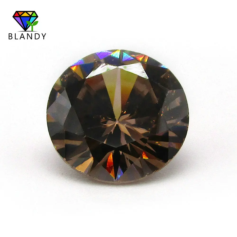 

High Quality 100pcs/lot 4.0~10mm Round Machine Cut Loose Coffee Color Crystal Zircon Stone Synthetic Gems For Jewelry