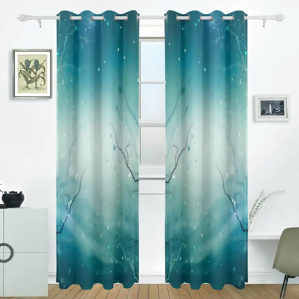

Winter Nature Abstract Curtains Drapes Panels Darkening Blackout Grommet Room Divider for Patio Window Sliding Glass Door