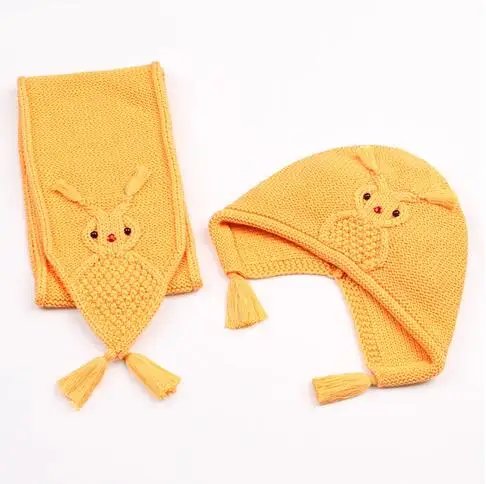 Осень-зима Обувь для девочек Сова вязаная шапка шарф комплект детской хлопковой одежды Обувь для мальчиков Обувь для девочек Gorro теплая детская шапка Шарфы для женщин 2 шт. костюм - Цвет: yellow