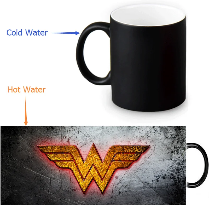 

Wonder Woman magic color changing coffee tea milk mug Mug funny novelty travel custom morphing mugs 12 OZ/350ml