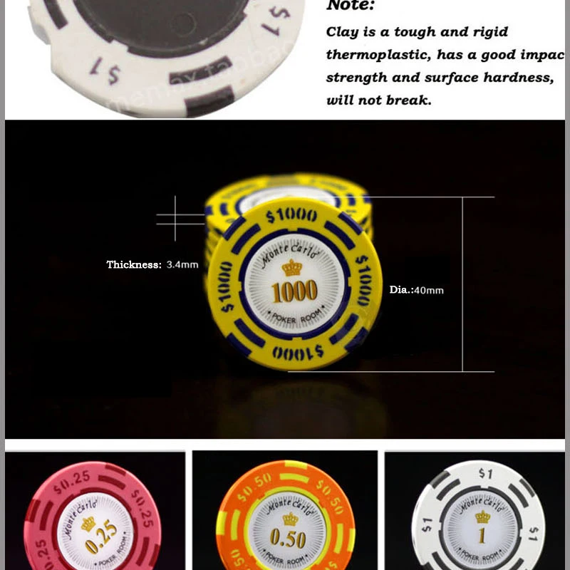 25 шт./лот Монте-Карло фишки для покера в глине 14 г лист железная наклейка казино комната джеттон покер игрок love it