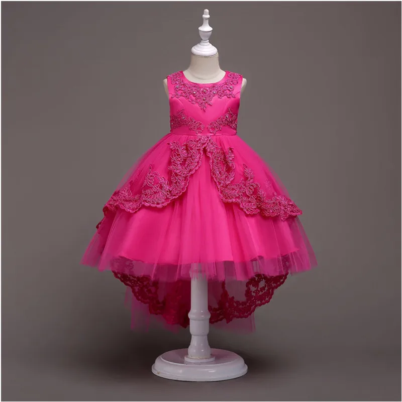 Вечерние платья для девочек; элегантное кружевное праздничное платье для маленьких девочек; модная детская одежда; детское белое платье без рукавов - Цвет: pink