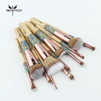 

Anmor Makeup Brushes 12PCS Set Bamboo Make Up Brush Soft Synthetic Foundation Powder Contour Eyeshadow Eyebrow Cosmetics Tools