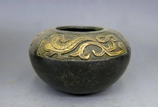 

wholesale factory China bronze old carved beautiful Phoenix pot Sculpture Statue