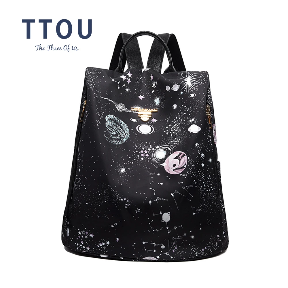 

TTOU Star Pattern Woman Fashion Backpacks Student Sweet Planet Print Large Capacity Waterproof Backpacks