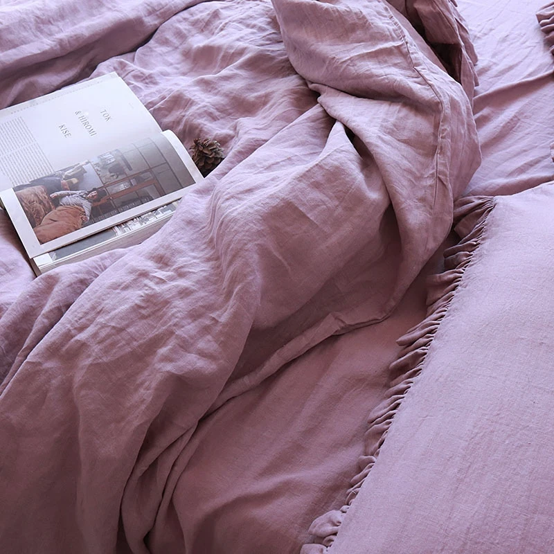 Set Of 3 Shabby Chic Pre Washed 100 Natural Linen Bedding Duvet