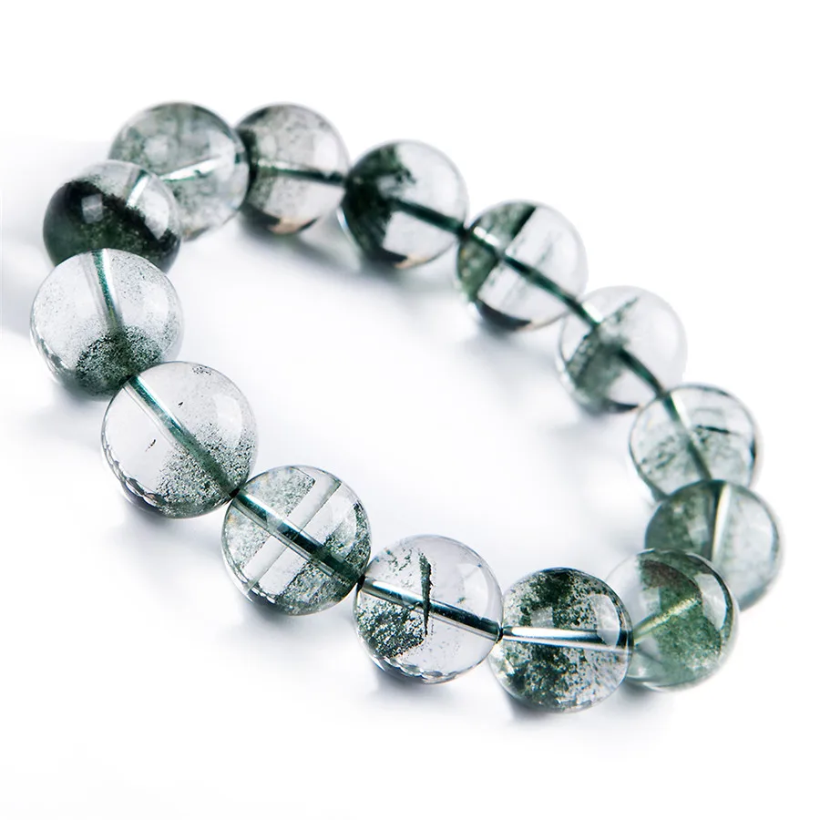 

Natural Green Phantom Quartz Bracelets Women Men Clear Healing AAAAA Stretch Round Bead Bracelet 15mm