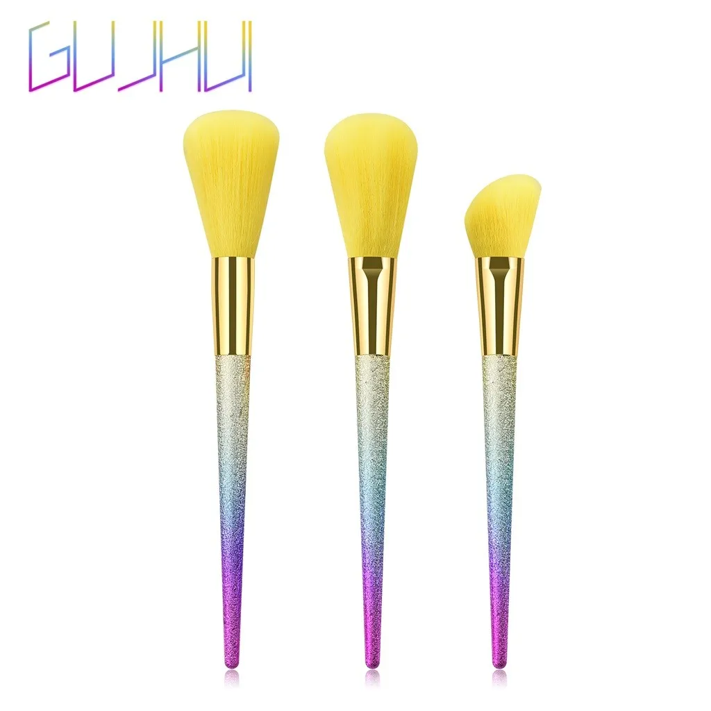 Gradient brush 3 Pcs High end Tapered Matte Yellow Hair Makeup Brushes