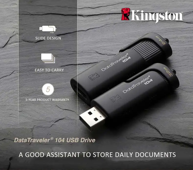 Kingston флешка USB Flash 32 Гб черный DT104 бизнес офисный автомобиль портативный Cle ручка диск на ключе удобный Флешка Stick