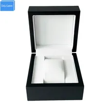 Черная деревянная внутренняя Кожаная подушка модная коробка для одной пары часов хранения Дисплей Аксессуары для часов, коробки на заказ с персональный логотип