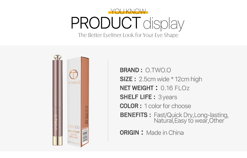 O.TWO.O Liquid Eyeliner Cool Cat Style Black Long Lasting Waterproof Eye Liner Pen Quick Dry Natural Eye Makeup Cosmetic Eyeline (6)