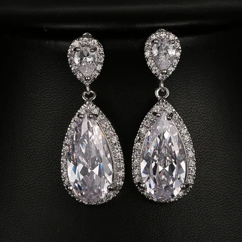 

Emmaya Fashion Luxury Bride Wedding Earrings AAA Cubic Zirconia White Gold Color Engagement Jewelry Party Gift