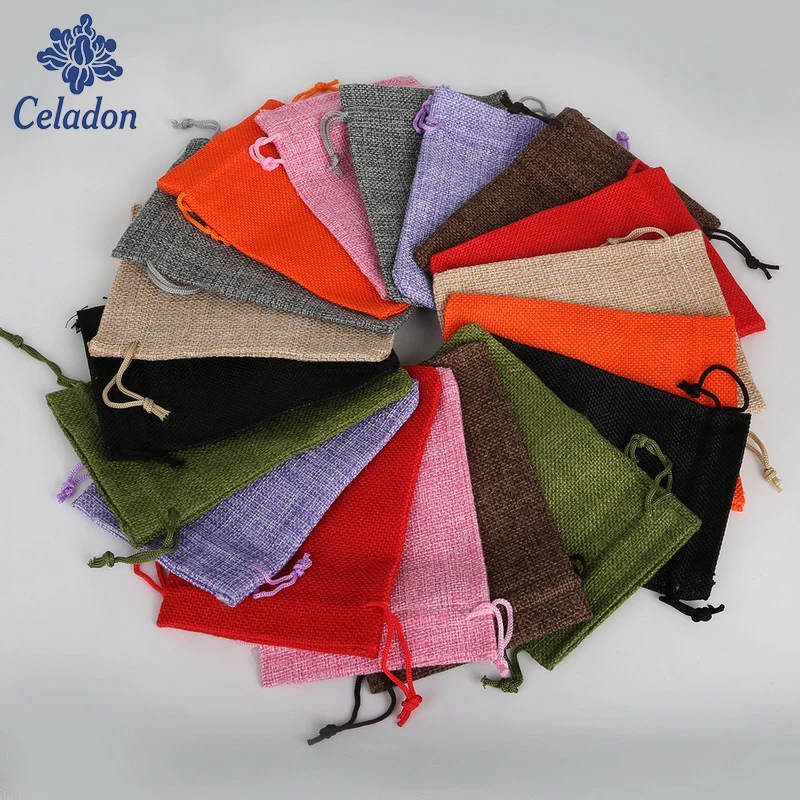 

5pcs 10x14vm Vintage Natural Burlap Hessia Gift Candy Bags Wedding Party Favor Pouch Jute Gift Bags Hot Sale