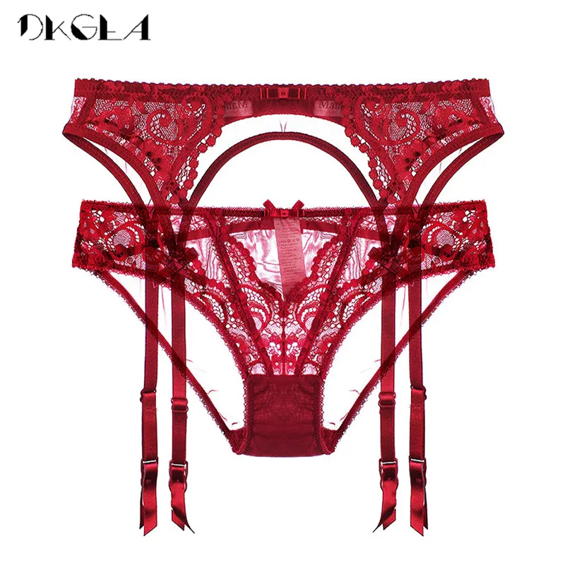 Lace White Garters Sexy Women Lingerie Temptation 2 Piece Panties+Garter Black Embroidery Suspender Belt Wedding Garters Belts