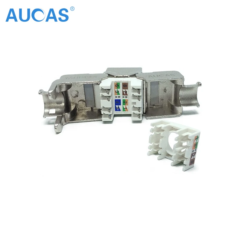 AUCAS 4 шт. Cat5e keystone rj45 экранированный FTP модуль из цинкового сплава Keystone Jack сетевой