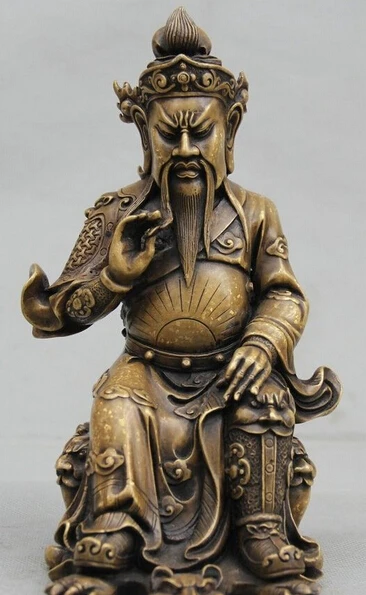 

JP S0524 9 Chinese Purple Bronze seat Guan Gong Yu Warrior God warrior knight Statue