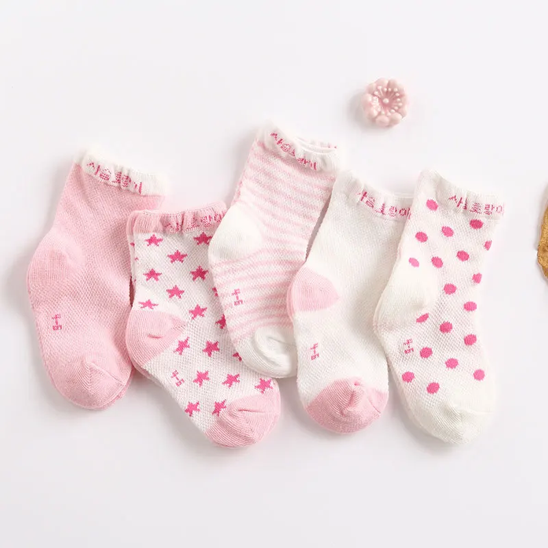 5 пар в партии, носки для малышей весенне-летние хлопковые удобные дышащие носки ярких цветов для мальчиков и девочек для детей от 0 до 6 лет
