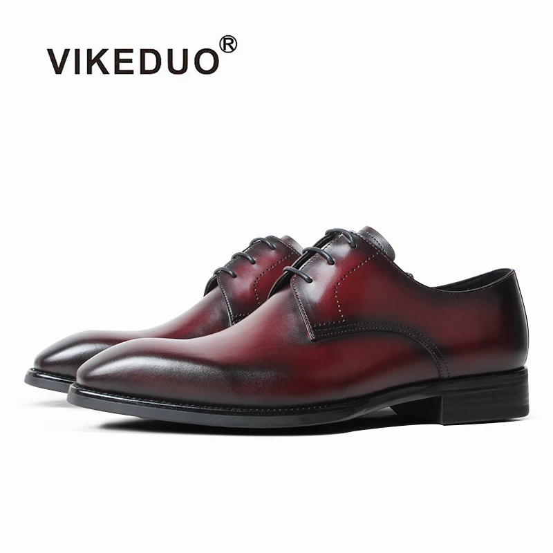 Туфли мужские VIKEDUO из натуральной кожи бордовые деловые офисные свадебные | Обувь