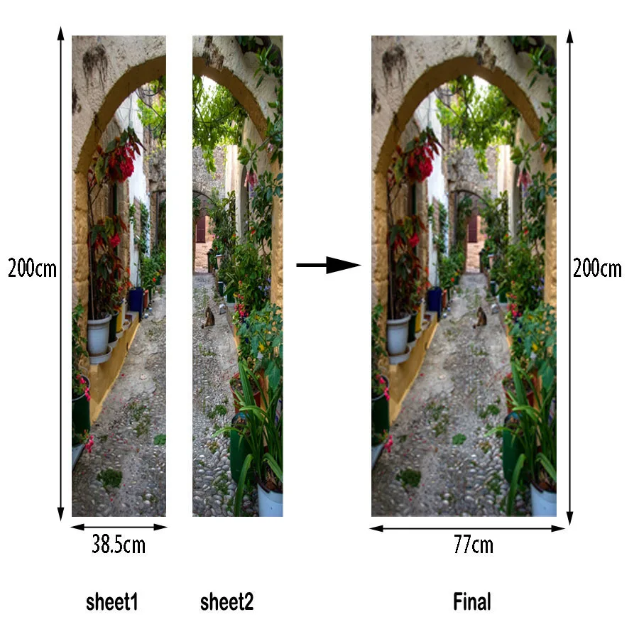 Парижская аллея Элегантные 3D дверные наклейки романтическое украшение для дома дверная Фреска самоклеящиеся наклейки на стену DIY Декор обои