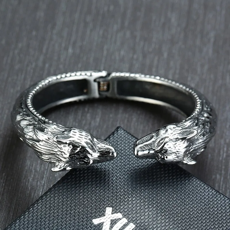 

Punk Silver Mens Cuff Bracelets Open Leopard Head Bangle Stainless Steel Heavy Biker Jewelry