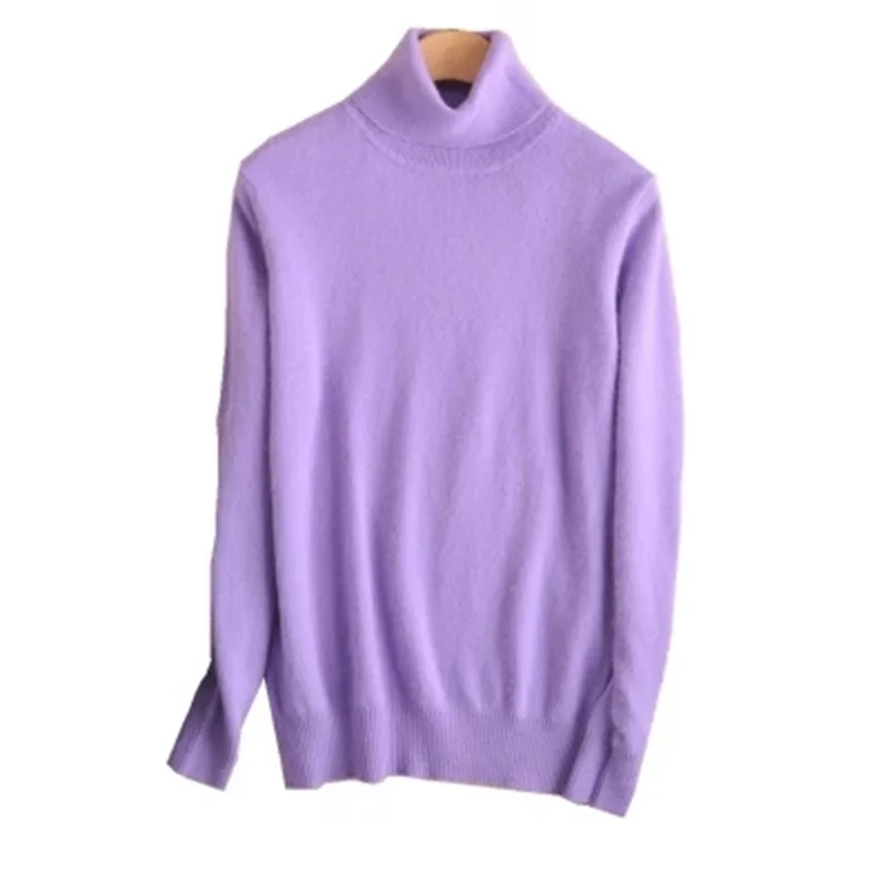 

Женский кашемировый свитер с высоким воротником, однотонный Свободный вязаный свитер большого размера, Осень-Зима 100%