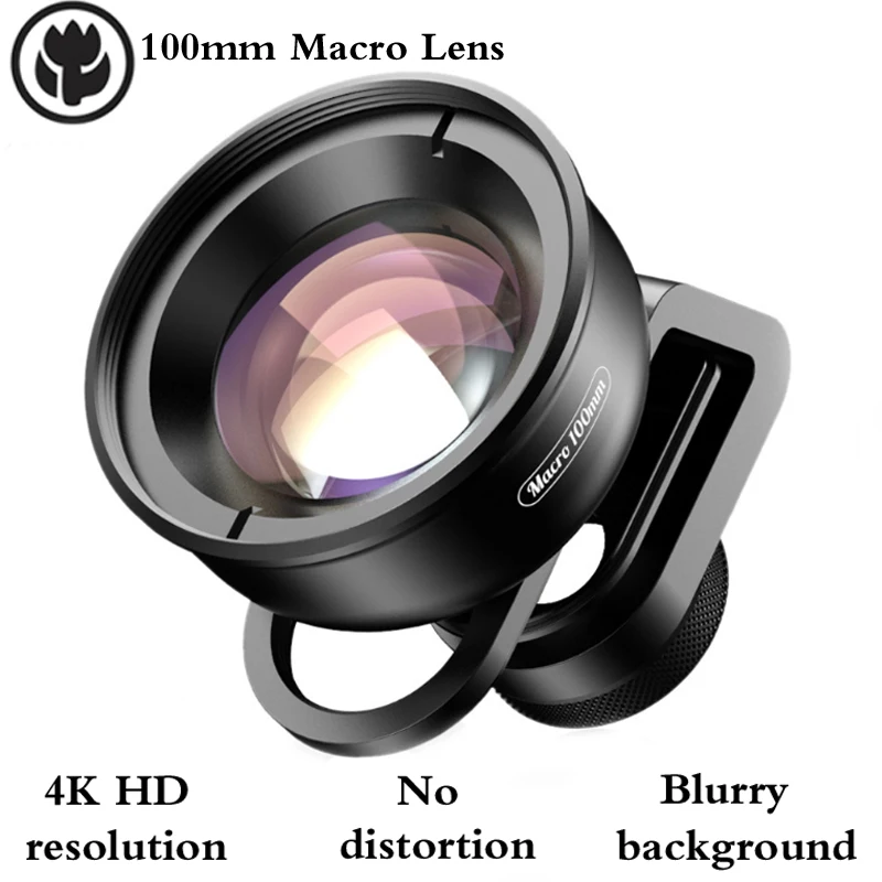 

100mm Phone Macro Lens 4K HD Resolution No Distortion Blurry Background for Single / Dual-camera with Clip For iPhone/Samsung .