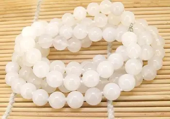 

Hot sale >>Gorgeous 33" 8mm round white stone necklace AAA