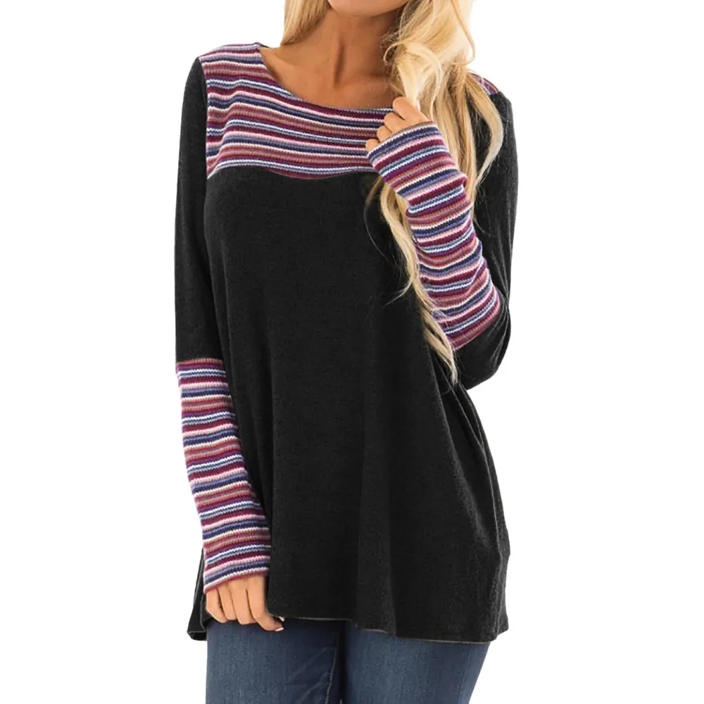 

Womens Tops and Blouses 2018 Vintage Striped Long Sleeve Blouse Tunic Clothes Woman Ladies Top Korean Fashion Clothing
