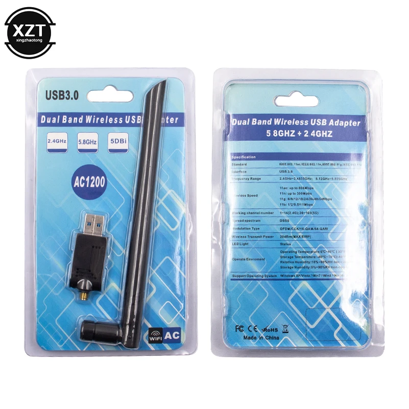 

AC 1200Mbps USB 3.0 Wireless Network Card Wifi Adapter Superspeed RTL8812bU Dual Band 5DBI 2.4Ghz/5Ghz For Laptop Desktop