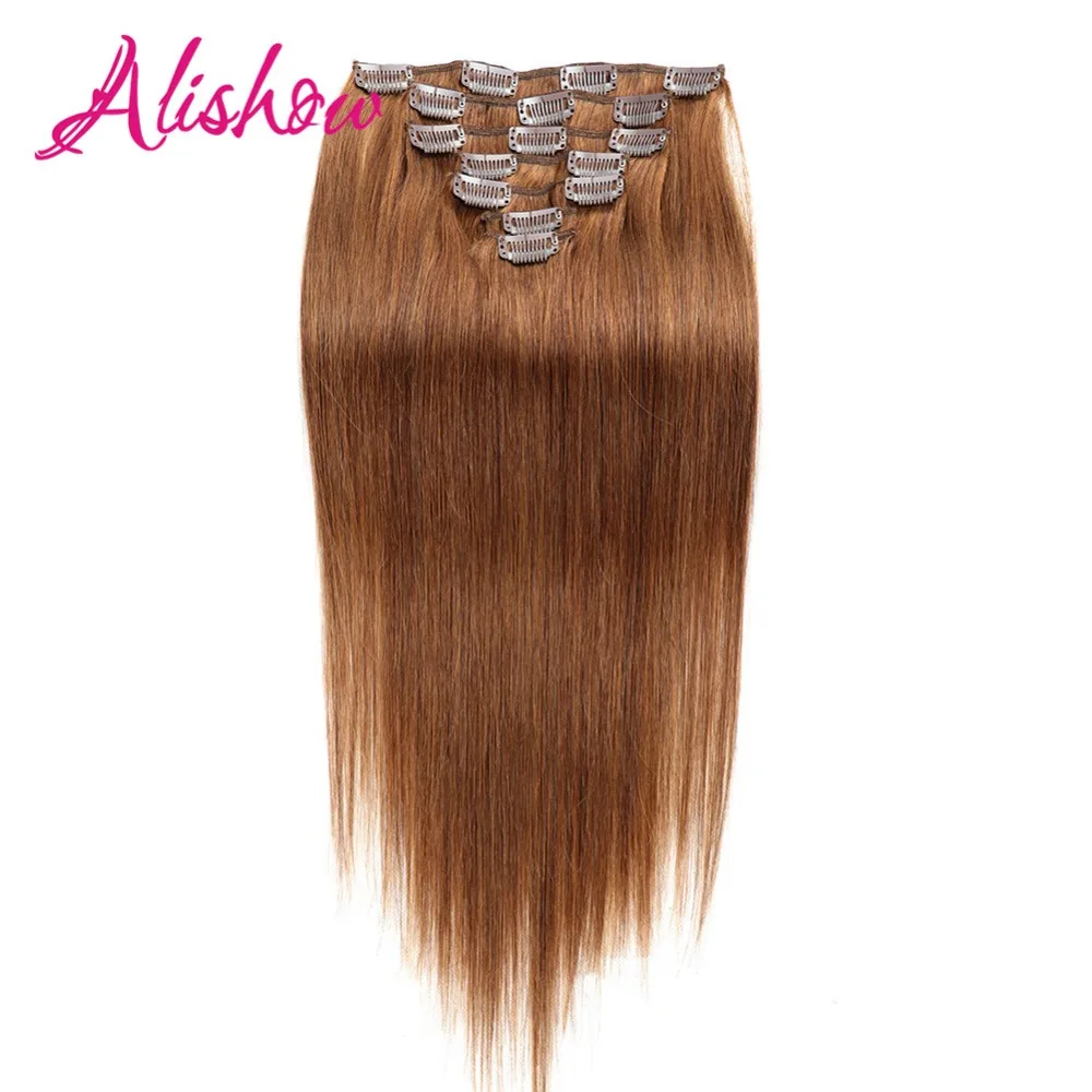 Alishow Клипсы широкие для наращивания волос машина сделала Волосы Remy 160 г 10 шт. густые волосы 100% природа Человеческие волосы клип в Химическое