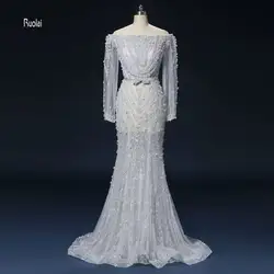 Vestido de festa Новые Вечерние платья Длинные 2018 Русалка Лодка шеи одежда с длинным рукавом вечернее платье платья для выпускного вечера