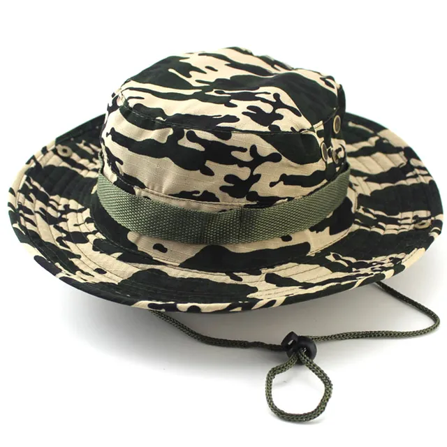 Camouflage Bucket Hats Wide Brim Sun Cap Ripstop Camo Fishing Hunting