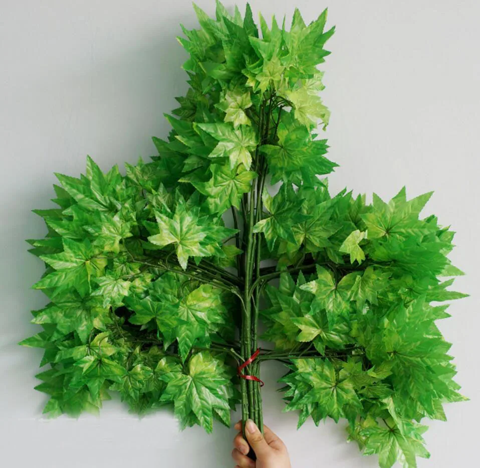 12pcs/Lot 60cm Length Green Maple Leaf Tree Leaf Leaves ...