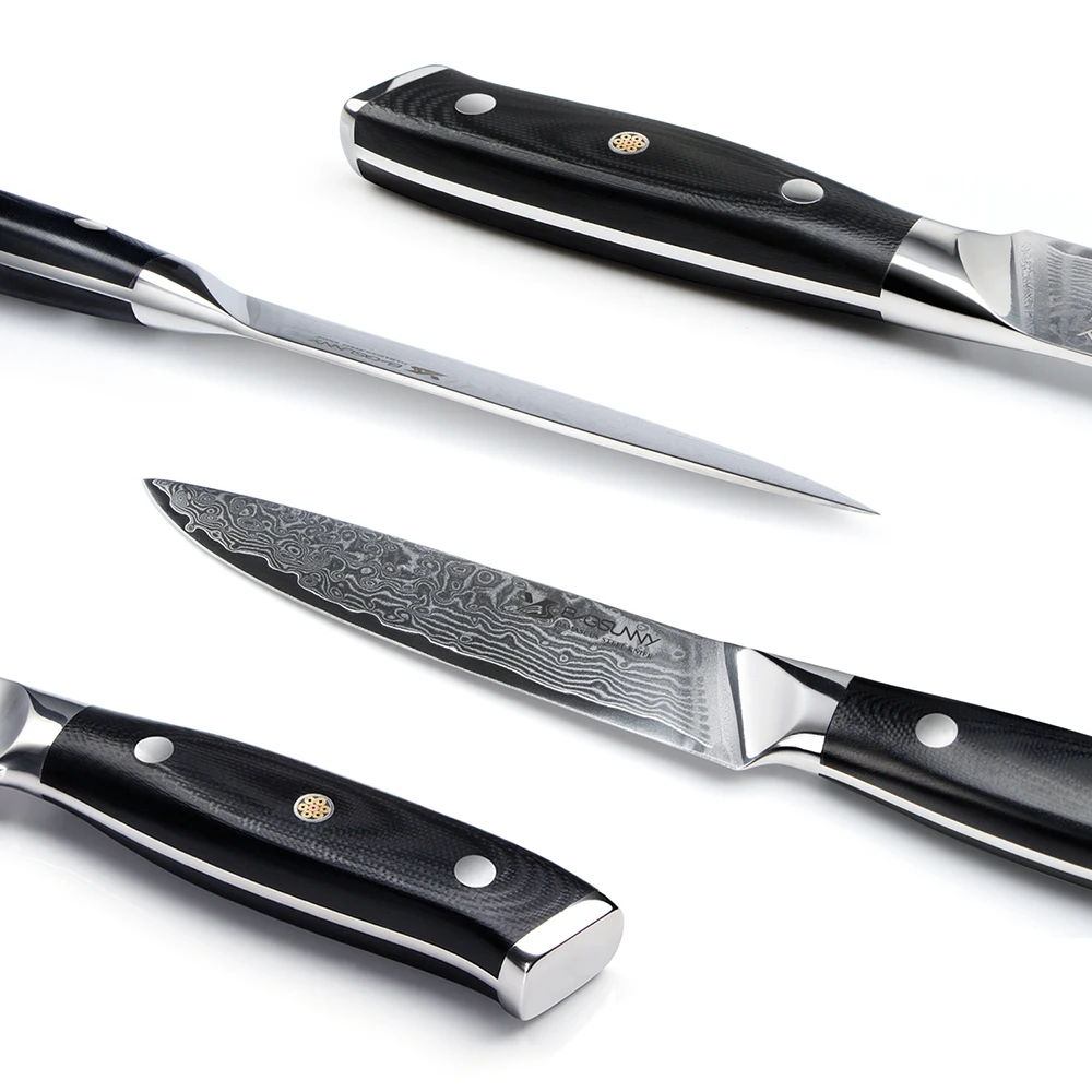 BIGSUNNY 5 дюймов Универсальный нож острый Кливер VG10 Дамасская сталь кухонный нож многоцелевой резак G10 Ручка инструмент для нарезки